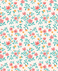 Floral seamless pattern. Design for fashion textiles, fabric, print, graphics, backgrounds and crafts.	