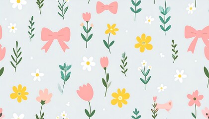 Spring floral pattern with bows