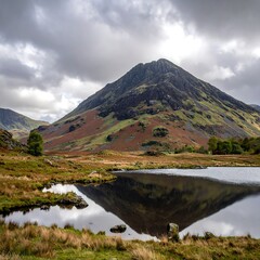 Mountain reflected in a tranquil lake