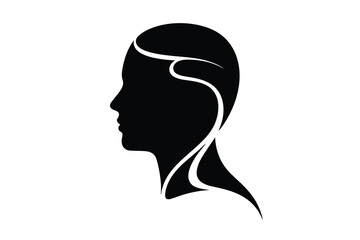 Abstract silhouette of a human head with flowing lines