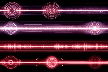Abstract digital graphic of glowing, horizontal lines and circles