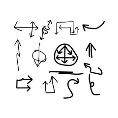 Most popular hand drawn arrows check mark symbol or vector icon set