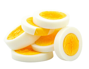  “Stacked Slices of Boiled Egg in Layered View, isolated on transparent background”.
