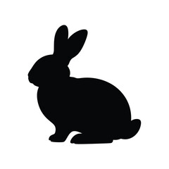 Silhouette of a sitting rabbit with upright ears