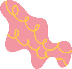 Abstract Pink Blob with Curvy Yellow Lines.