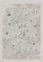 Fototapeta premium Close-up view of a textured concrete surface with embedded stones and a light-colored border frame