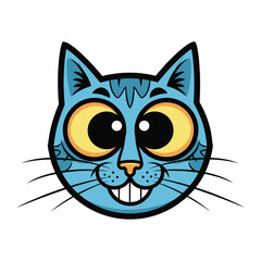 Playful Cat Illustration: This colorful, animated cartoon cat portrait is a fun, happy, and inviting image perfect for a variety of design applications. 