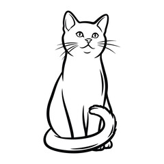 Graceful Cat Illustration: A charming illustration of a sleek, elegant cat, portrayed in a simplistic yet captivating style, capturing the essence of feline grace and charm.