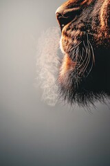 Obraz premium Abstract Minimal Lion Head Design with Smoke Effects