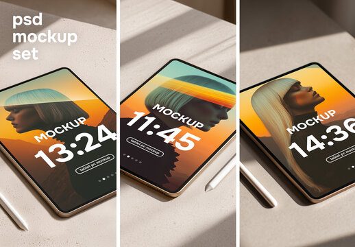 Tablet pc set of 3 mockups