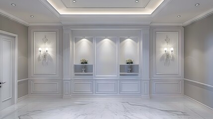 Obraz premium Elegant Modern Interior Design of Luxurious Hallway with Decorative Elements and Soft Lighting