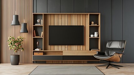 Modern Interior Living Room Design with Wooden Accents and Minimalist Furniture in Stylish Home Environment