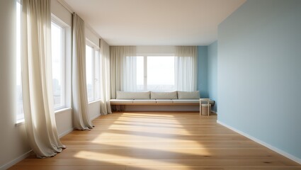 Bright modern room with large windows and natural light