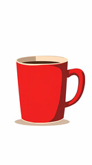 Minimalist Bold Coffee Mug Illustration with Strong Red Accent
