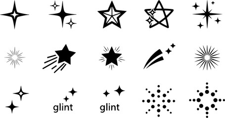 Sparkle vector icons set. Shine symbol illustration. star sign collection.