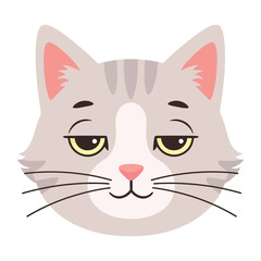 Fototapeta premium Sleepy Cat: A charming illustration depicts a close-up of a serene cat with closed eyes and a relaxed expression, embodying tranquility and the calm of a cozy moment.