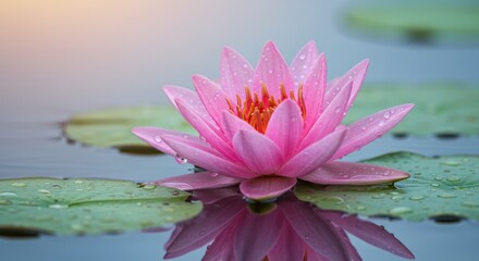 Pink water lily flower blooming on a pond showcasing serenity and peace perfect for spa and wellness