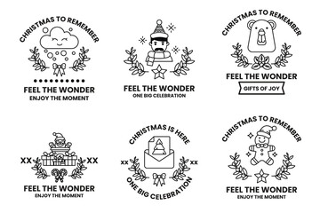 set of Christmas themed stickers with a variety of designs and messages