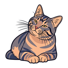 Playful Cat: This captivating illustration captures the essence of a friendly, sly, domestic feline, emanating charm with its captivating gaze and graceful pose.