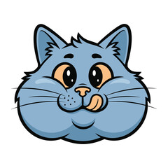 Fototapeta premium Playful Cat Portrait: A captivating cartoon depiction of a chubby, blue-furred cat with a charming expression, showcasing its adorable and lighthearted nature.