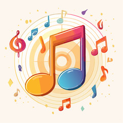 Colorful Music Note Illustration with Musical Symbols