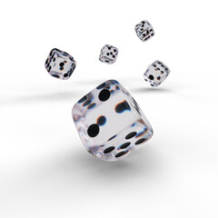 White dice on a transparency Background for gambling and luck