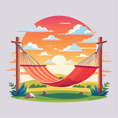 Fototapeta premium Relaxing Hammock Sunset Scene