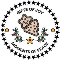 A black and white logo for gifts of joy moments of peace