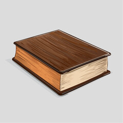 Brown Wooden Book with Beige Pages Illustration
