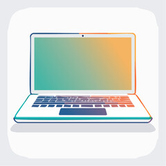 White Laptop with Teal and Orange Gradient Screen