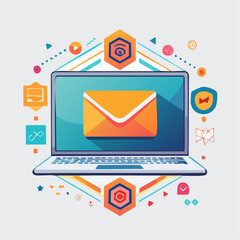 Email Marketing Digital Communication Laptop Illustration