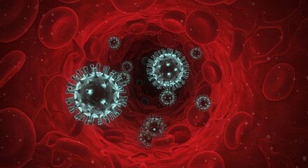 Coronavirus Infection Inside Blood Vessel Red Blood Cells Disease Danger