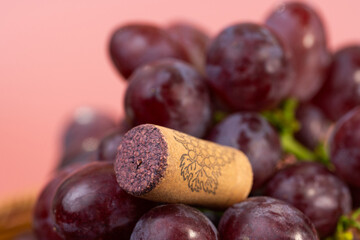 wine cork with bunches of grapes