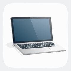 Silver Laptop Computer on White Background