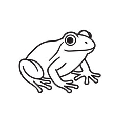 Vector design of a frog, drawn in black and white with bold outlines, emphasizing simplicity, clarity, and natural animal characteristics for creative uses.