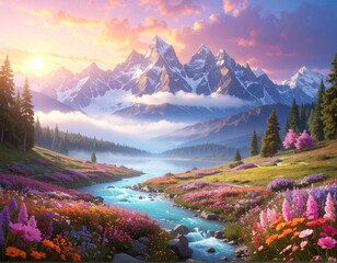 sunrise in the mountains