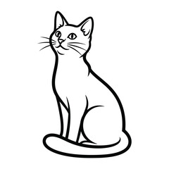 Elegant Cat: A meticulously crafted, detailed illustration of a poised cat, radiating an air of elegance and poised in a minimalist artistic expression.