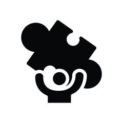 business man hold puzzle solid icon vector design good for web or mobile app