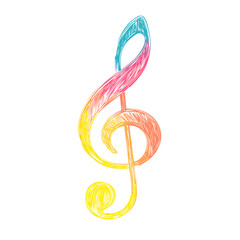 Obraz premium Colorful music treble clef