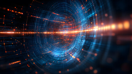 Creative abstract future technology and AI concept. 3D Rendering,Technological Abstract Digital Tunnel