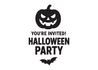 halloween invitation card logo silhouette vector, invitation card with scary pumpkins silhouette design, happy halloween party poster logo silhouettes vector on white background