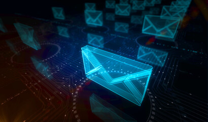 Envelope email and mail message symbol digital concept 3d illustration