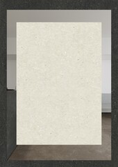 Fototapeta premium Abstract composition of layered rectangular frames with textured off-white center panel