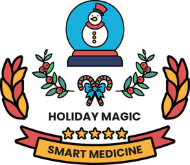 A black and white image of a snowman with a snow globe on top