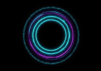 Neon concentric circles, Vibrant electric pink and blue circles radiating outward on a black background, creating a tunnel effect., Retro Synthwave Tunnel Vision