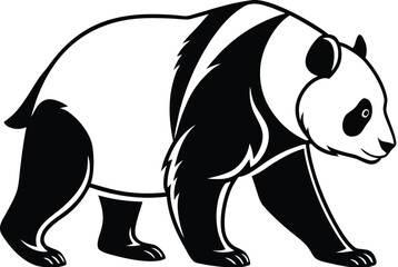 Fototapeta premium Minimalist Black and White Panda Bear Vector Illustration