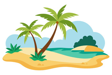 tropical island with palm trees