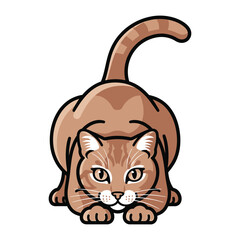 Curious Cat's Gaze: A captivating cartoon cat with a vigilant look, captured in a close-up shot that accentuates its inquisitive and playful character. 