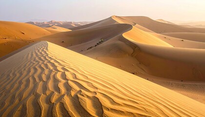 Golden Sand Dunes Under Morning Light
