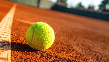 Tennis Ball on Clay Court